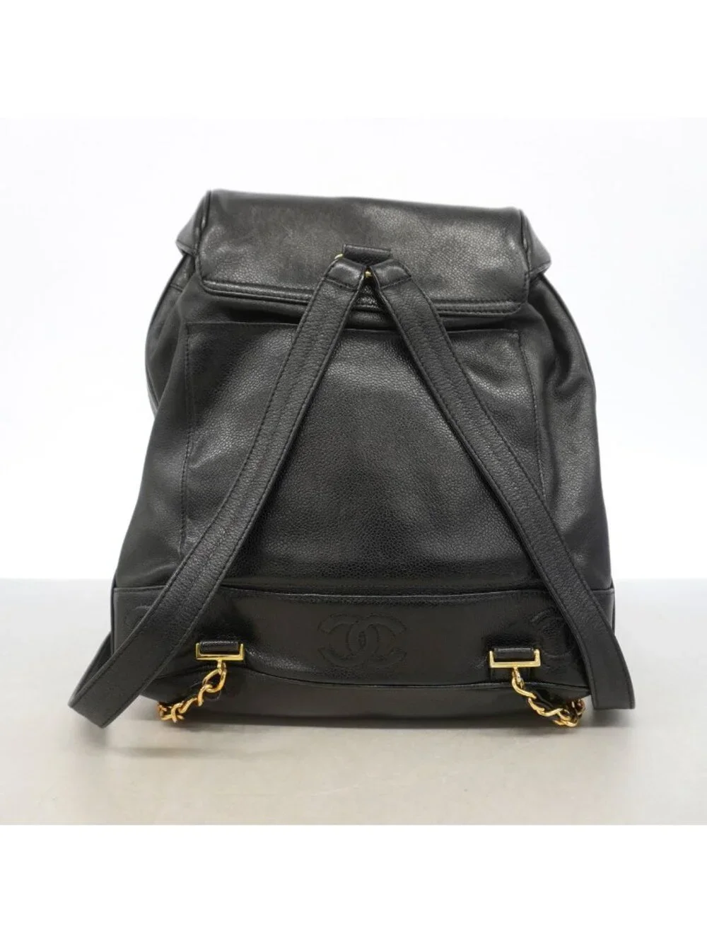 Chanel Backpack Triple Coco Caviar Leather Black Gold